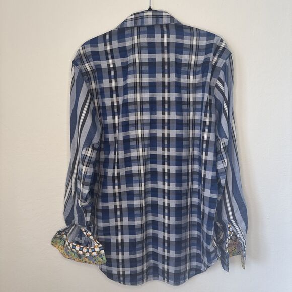Robert Graham Men’s Button Down Shirt Blue And White Medium - Picture 6 of 6